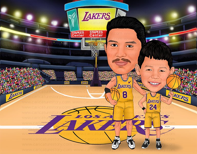 Caricature of Basketball Lovers Couple from Your Photo