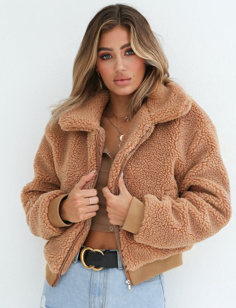 teddy coat zip up