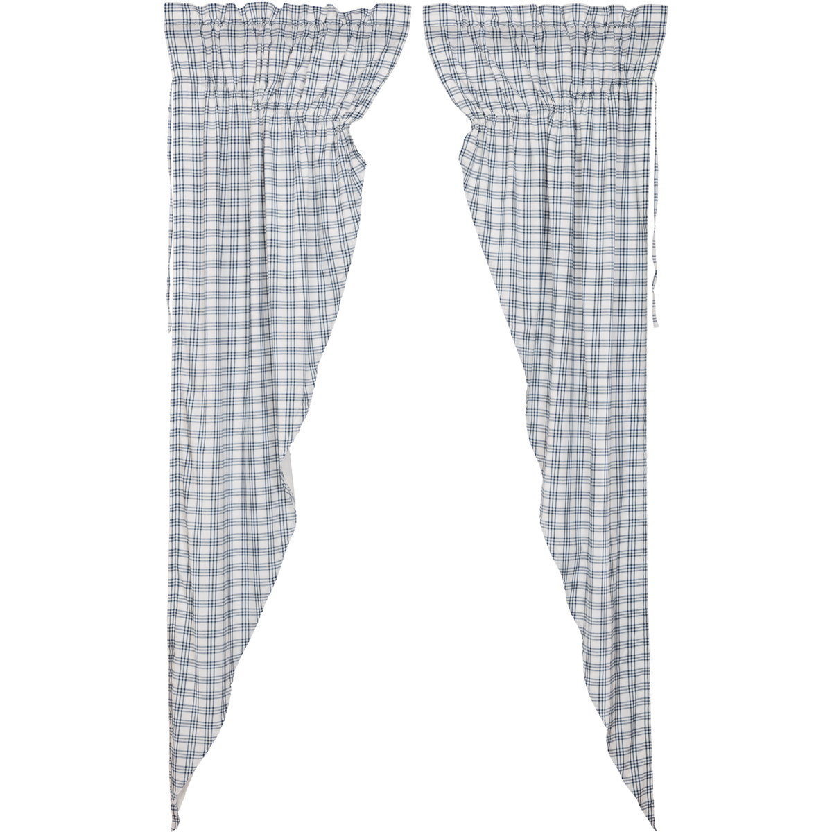 Sawyer Mill Blue Plaid Prairie Long Panel Curtains Wooden Treasures