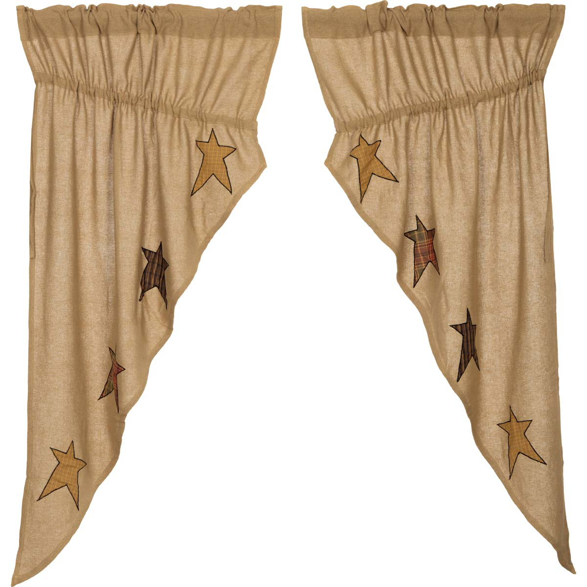 Simple Life Flex Khaki Prairie Short Panel Curtains Wooden Treasures