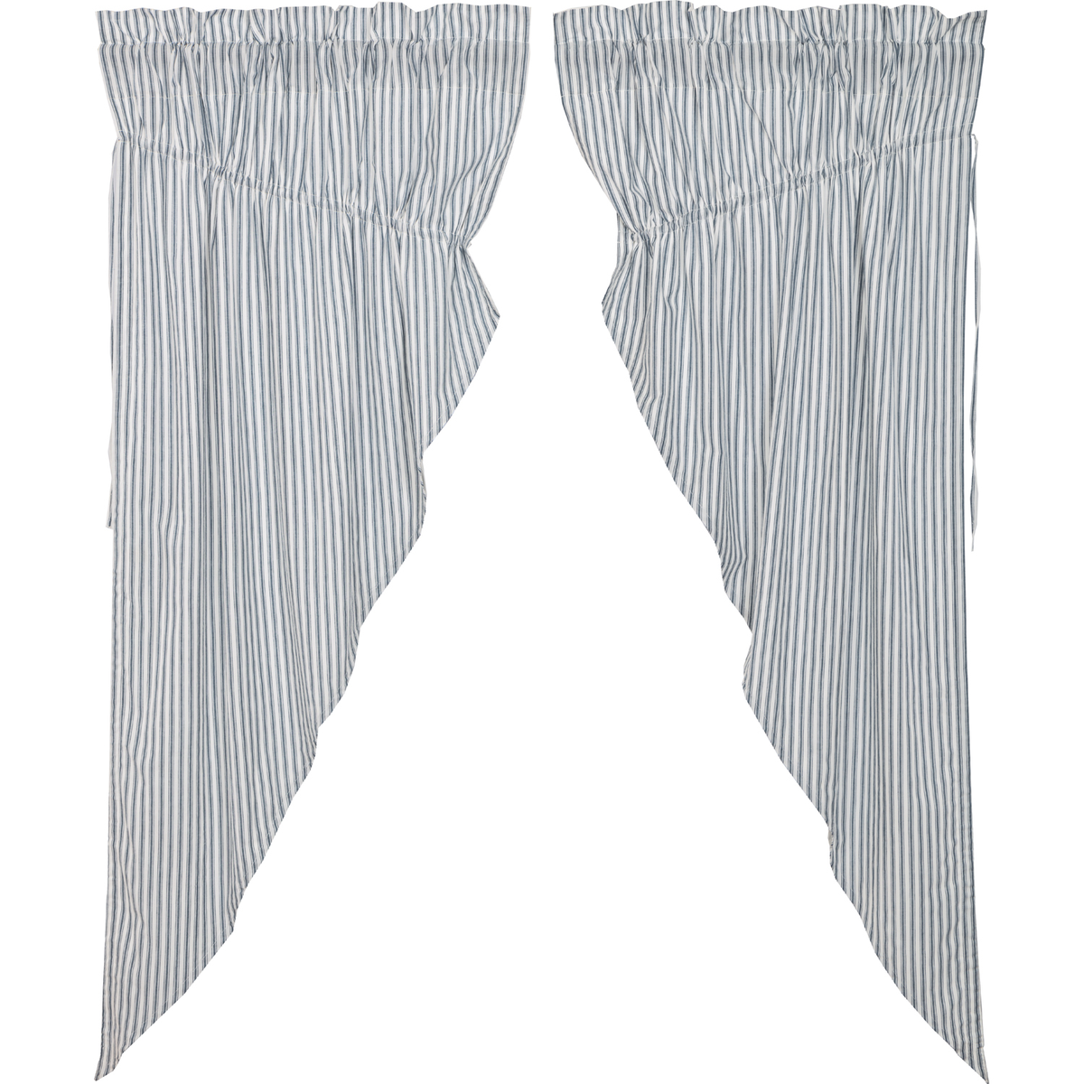 Sawyer Mill Blue Ticking Stripe Prairie Short Panel Curtains