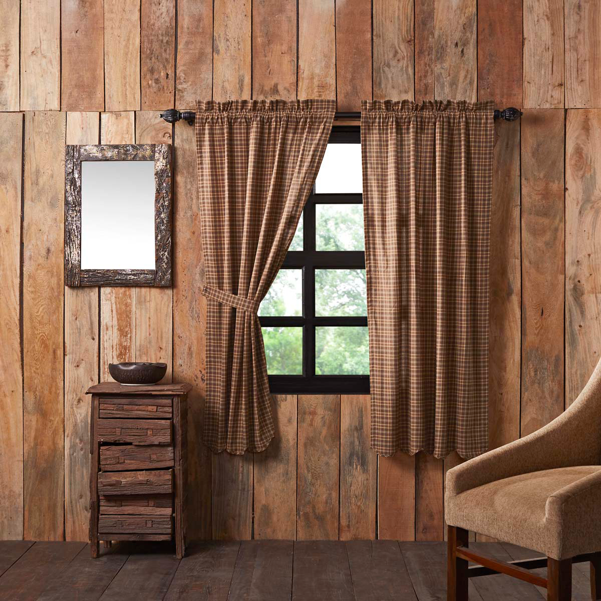 Prescott Scalloped Short Panel Curtains Wooden Treasures