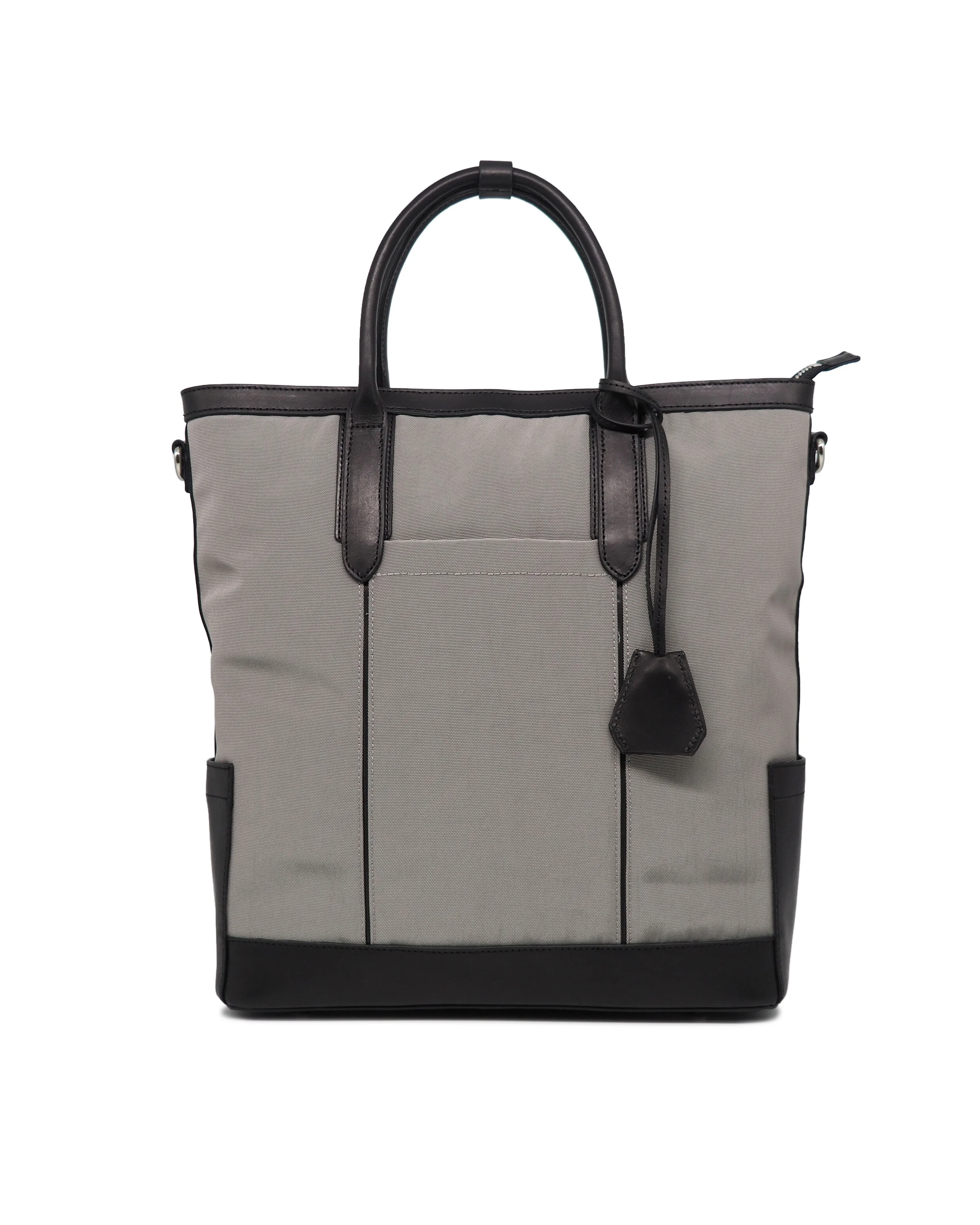 grey tote bag with zip