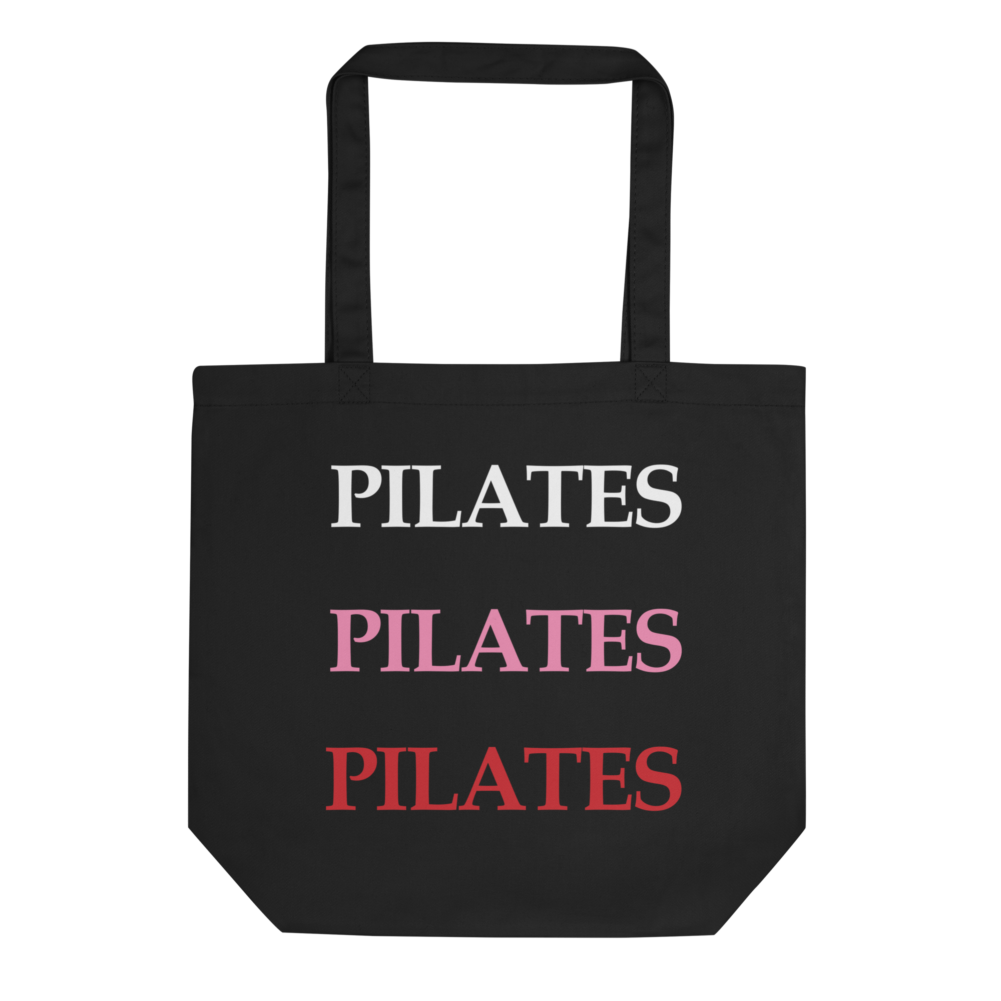 LLG Motto: PILATES. Small Black or Oyster White Eco Tote Bag Econscious  EC8000 w. Logo — Ladies' Life Guide