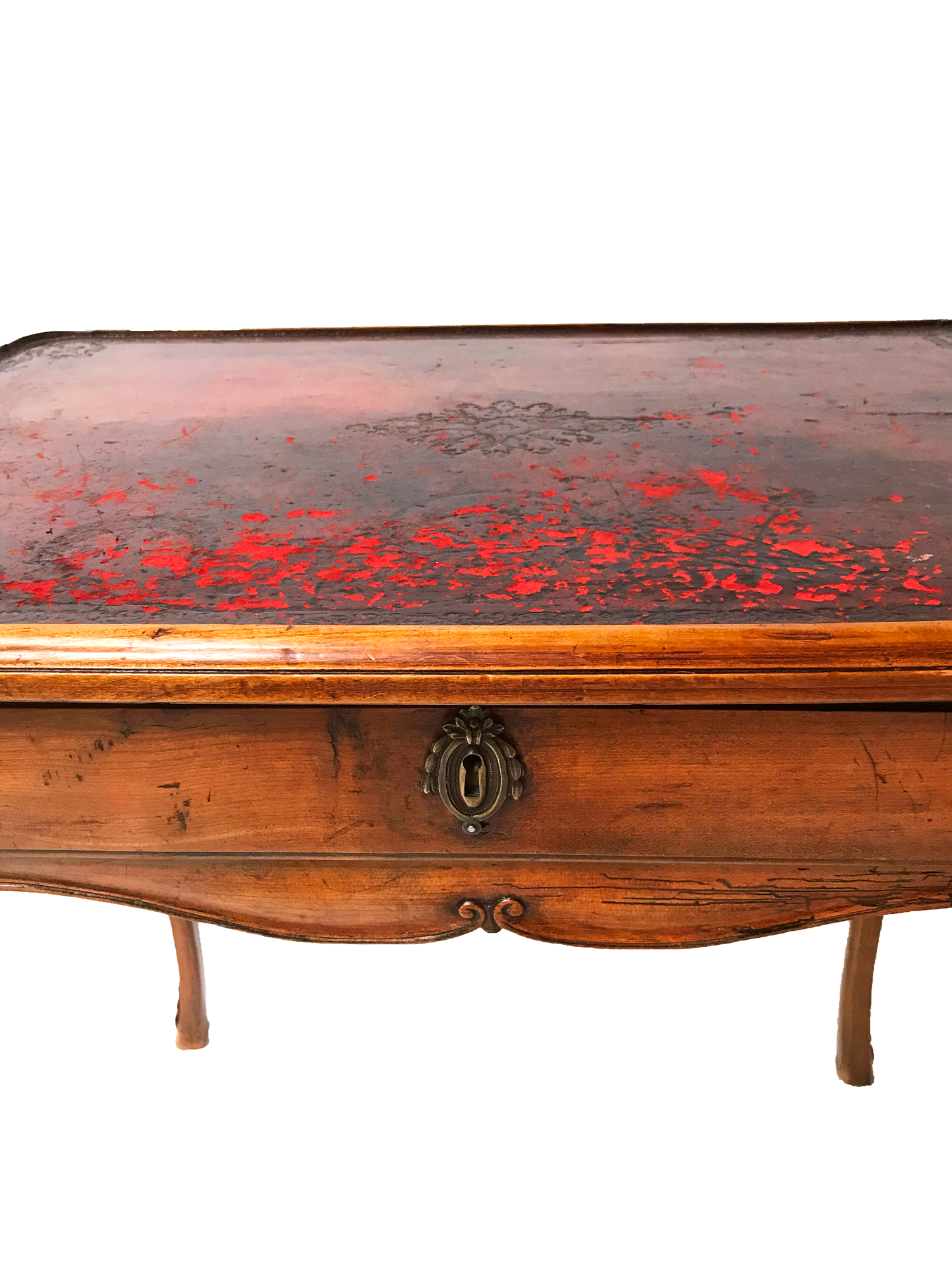 18th Century Louis Xv French Leather Top Small Writing Desk Table
