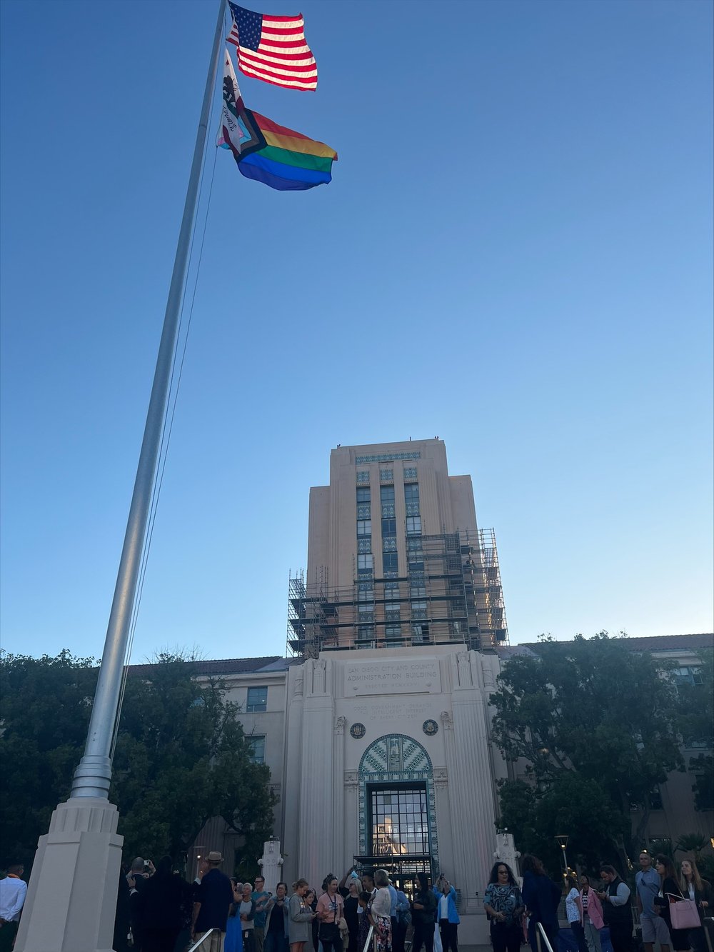 A rainbow flag over the CAC