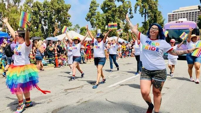 Library staff at the 2019 Pride Parade.