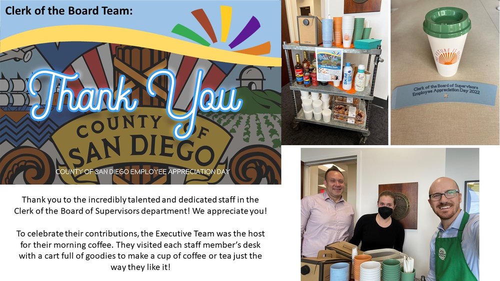 A message to the Clerk of the Board team
