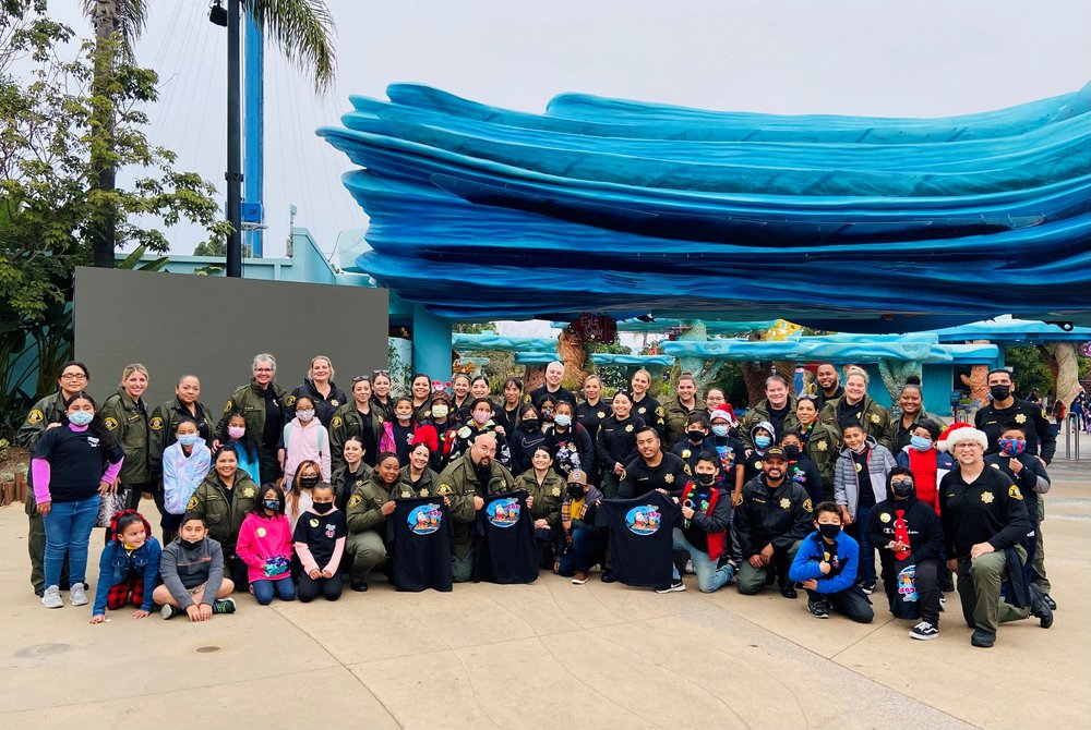 Group photo of San Diego County Probation officers and their student partners for Shop With a Cop 2021.