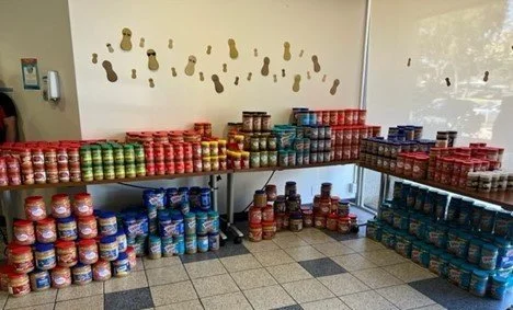 peanut butter jars on a table