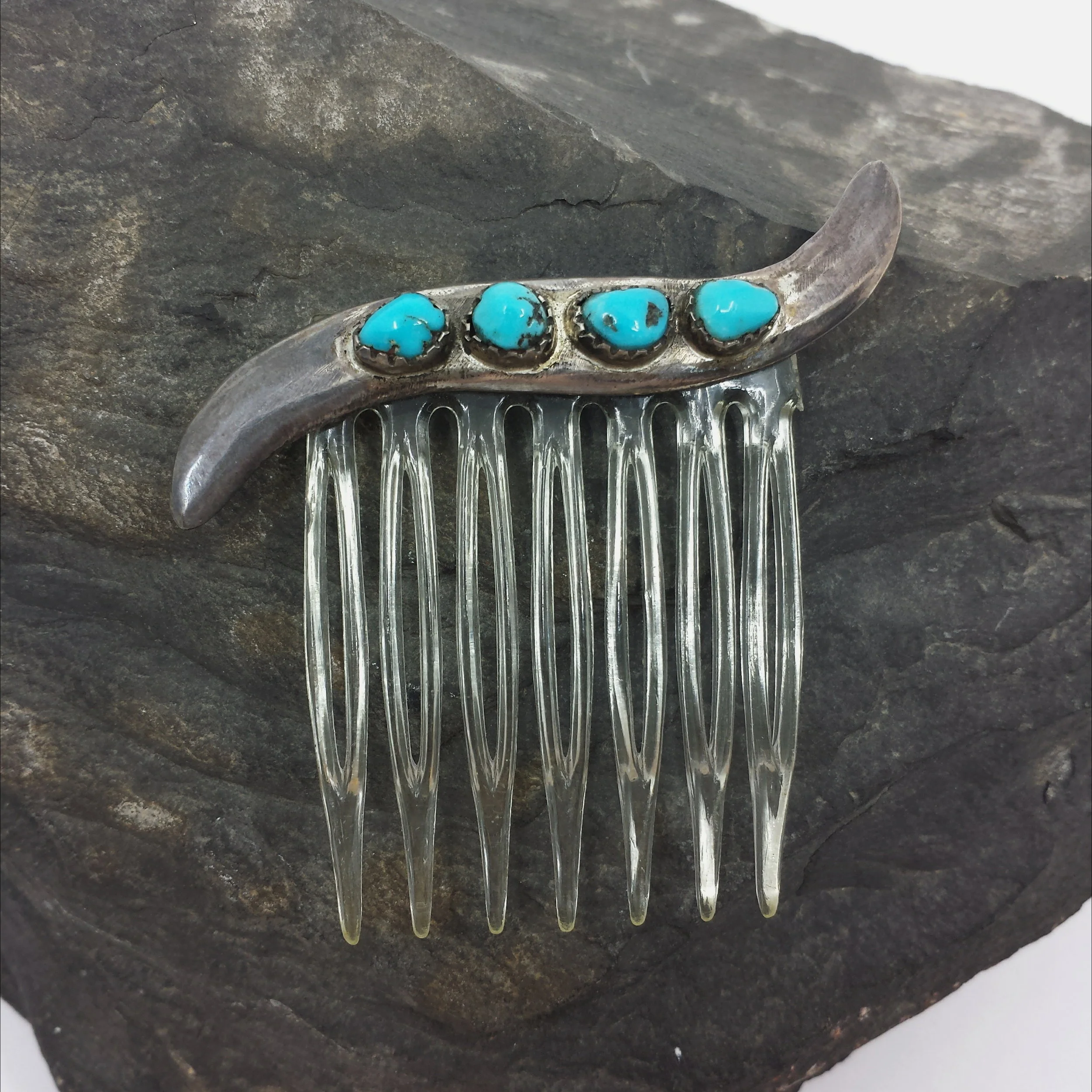 Blue Turquoise And Sterling Silver Hair Comb Renaissance Jewelers