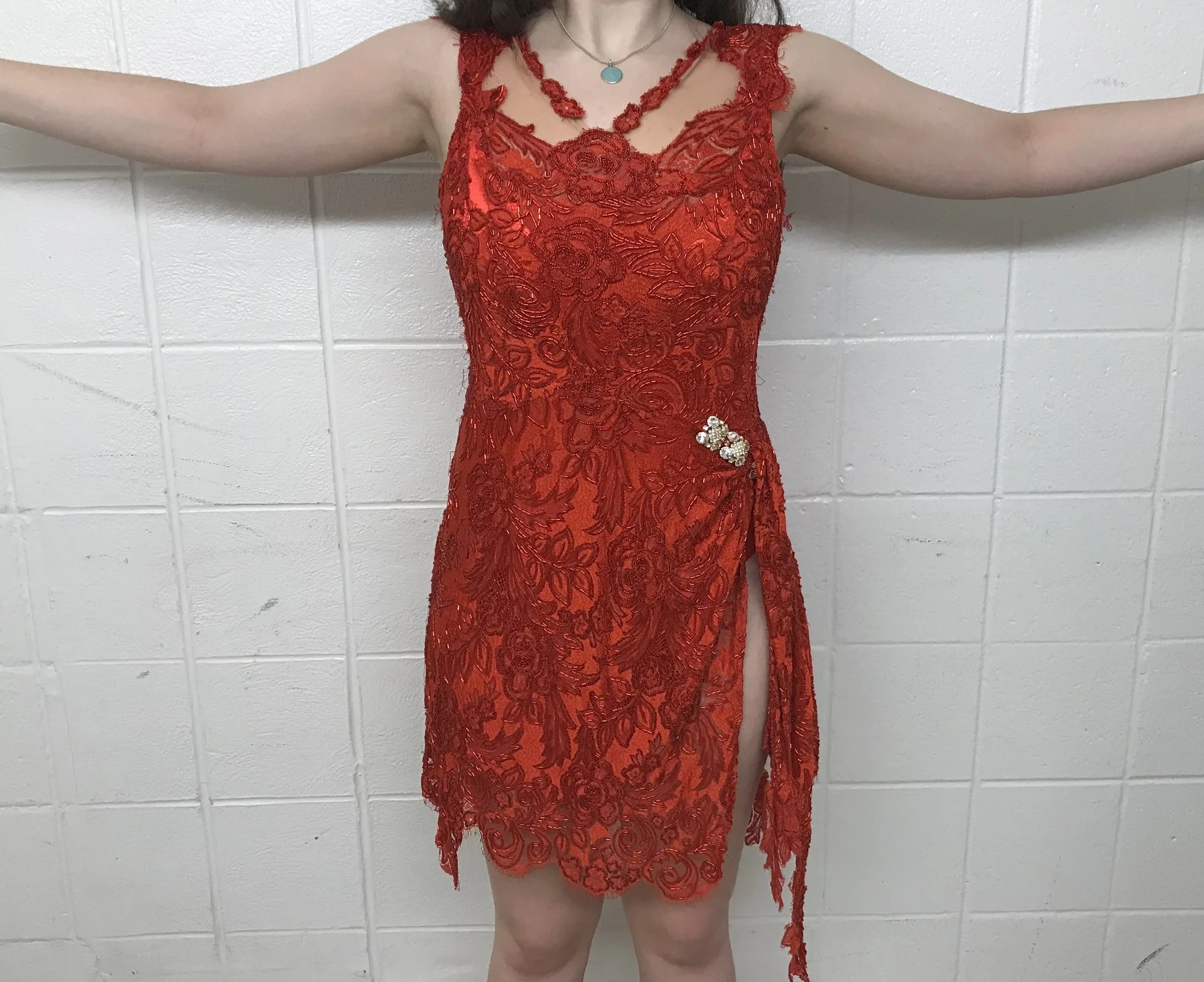 red latin dress