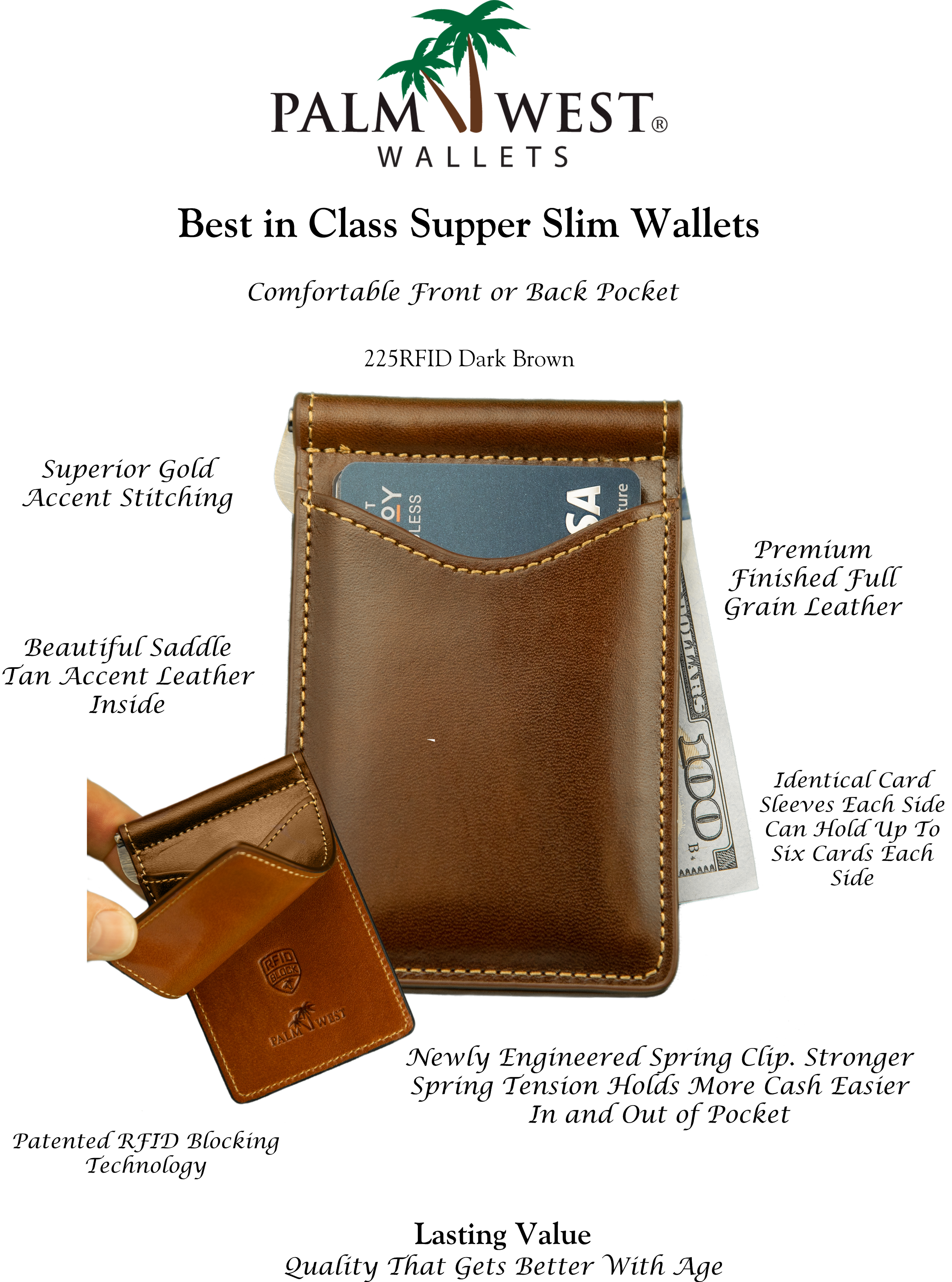 26RFID New! Front Pocket Money Clip Wallet — Palm West Wallets
