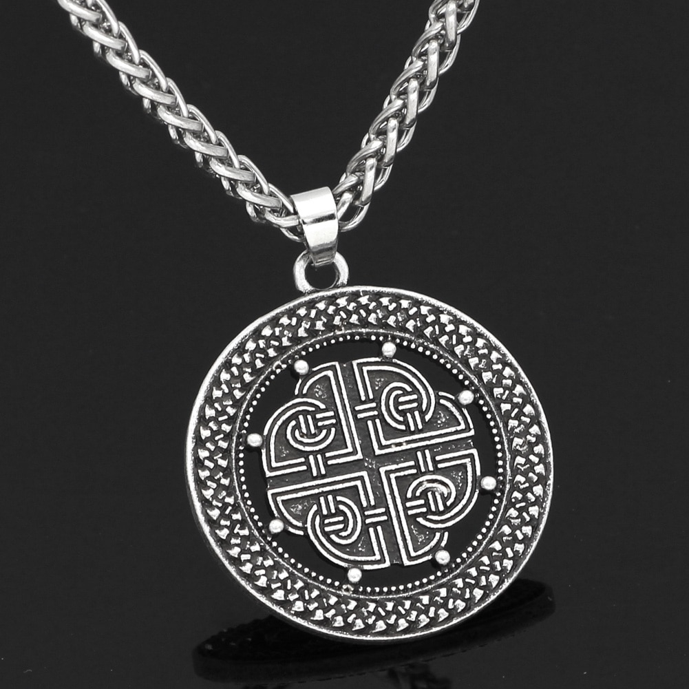 JEWURA Viking Deer Head Shield Necklace Celtic Vegvisir Stainless Steel Chain 