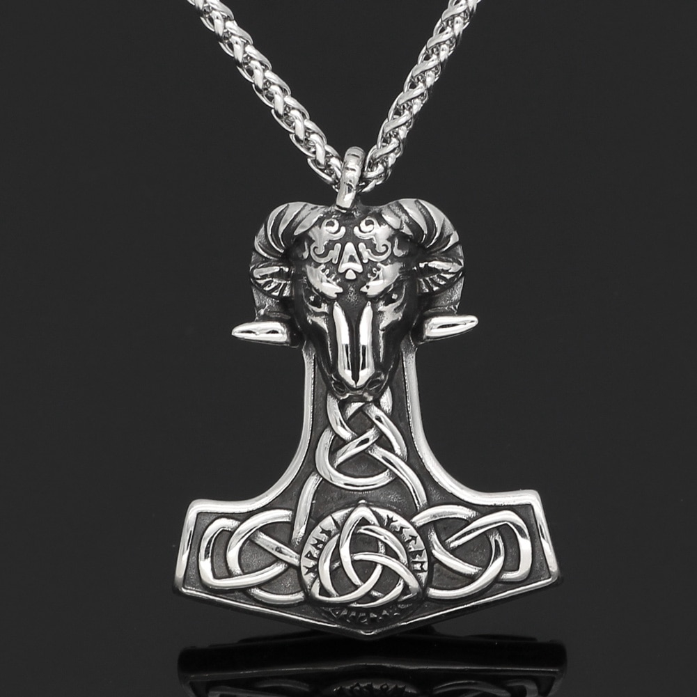 20 Grams 925 Sterling Silver Thor Hammer Pendant Goat- Viking Celtic Amulet 