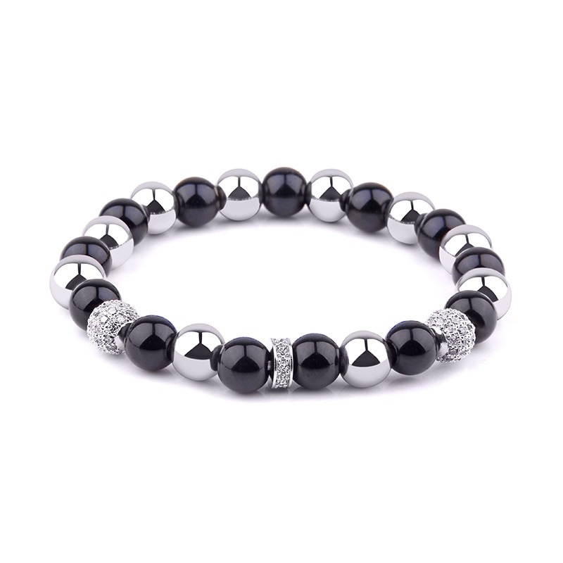 Mens Chakra Stones Necklace Black Onyx Labradorite Healing Gemstones Small Beads 