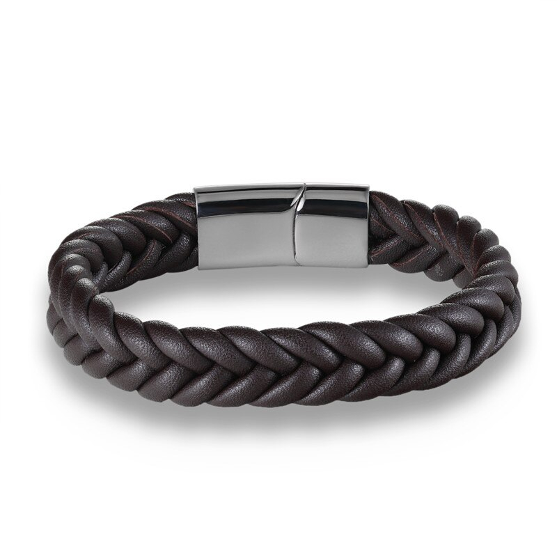 Men S Deluxe Woven Braided Leather Bracelet With Stainless Steel Magnetic Closure Peaceful Island - Mens Designer Leather Bracelet Uk Men S Deluxe Woven Braided Leather Bracelet With Stainless Steel Magnetic Closure Peaceful Island - Mens Designer Leather Bracelet Uk