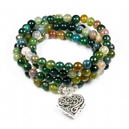 yoga bracelet, meditation Lucky Coin Gemstone bracelet,Good Luck mala bracelet buddhist bracelet Indian Agate Reiki Bracelet 