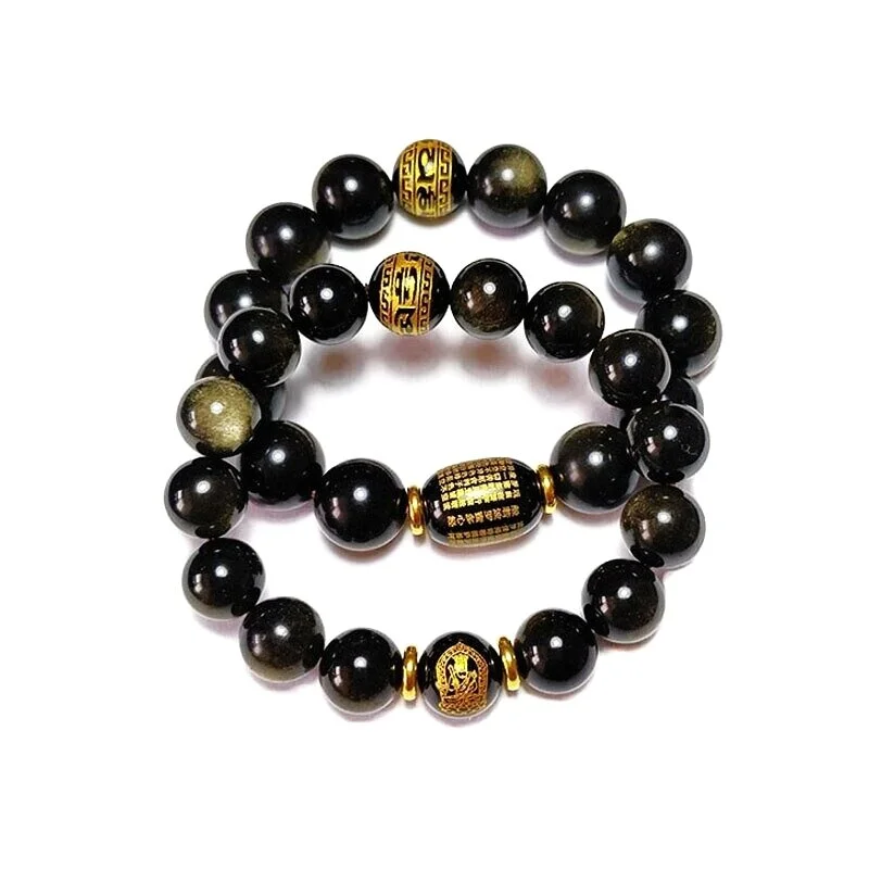 Gold Obsidian Wealth Bracelet with 
