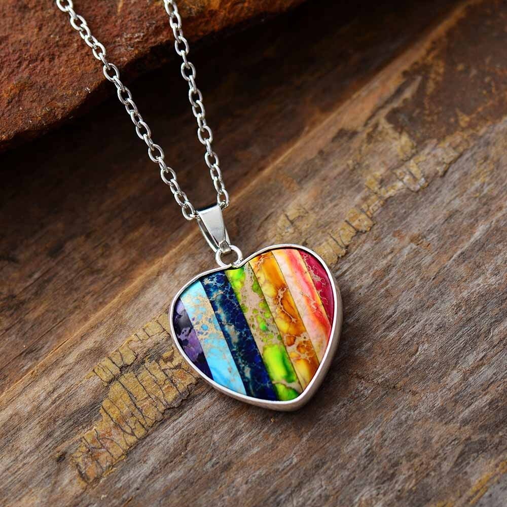Love Heart Rainbow Necklace — Peaceful 