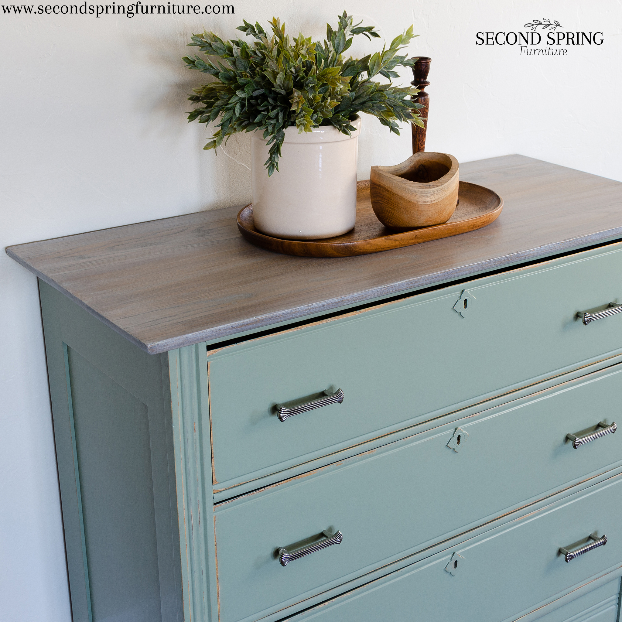 Soft Green Antique 3 Drawer Dresser Second Spring Furniture