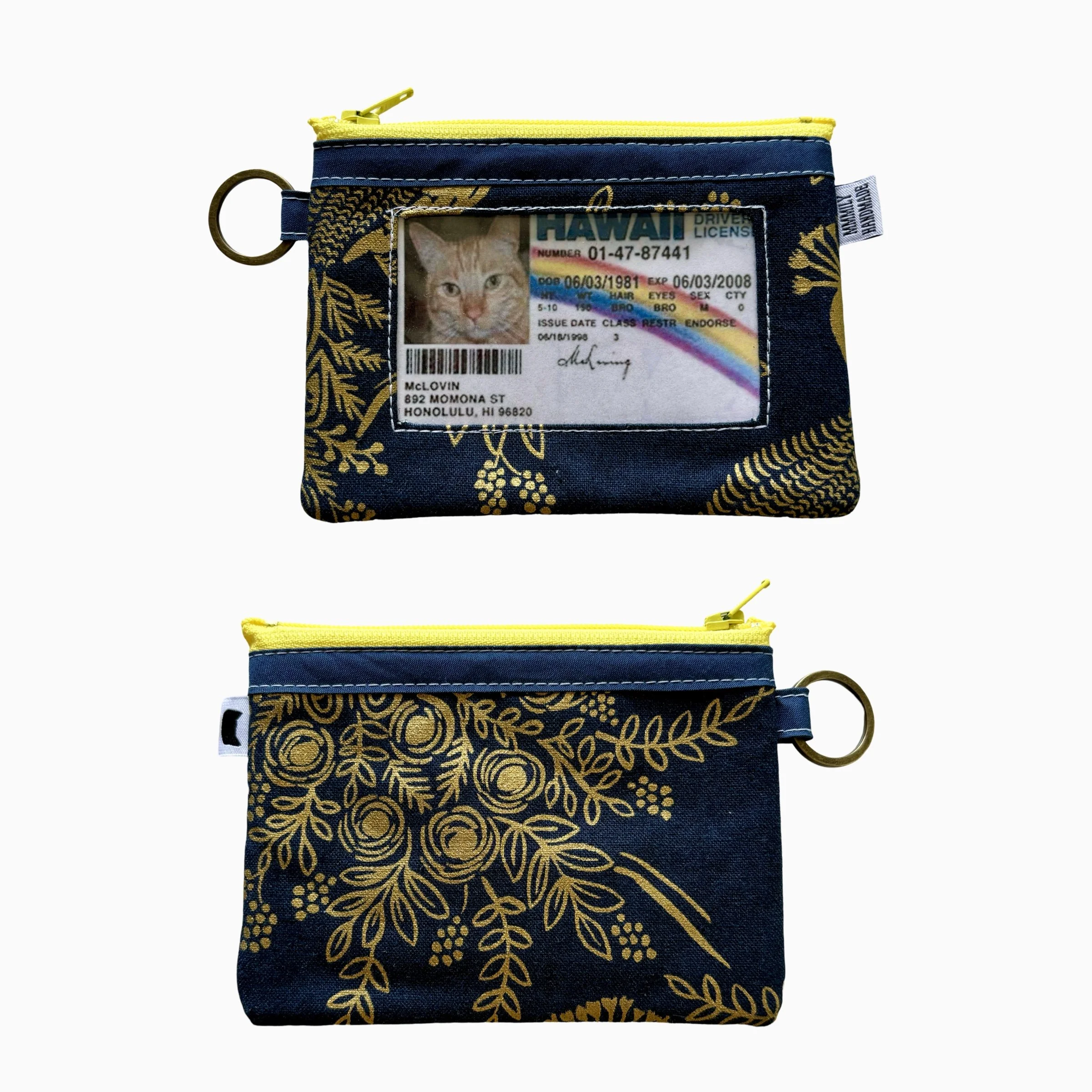 Metallic Floral Zippered Wallet (with clear I.D. pocket) — Mmmily 