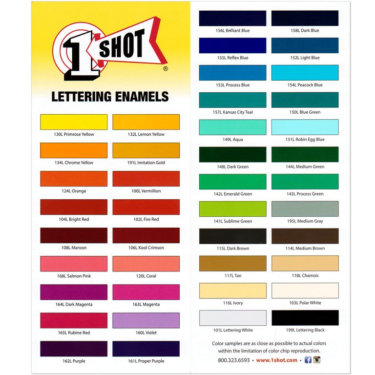 One Shot Pinstriping Paint Color Chart