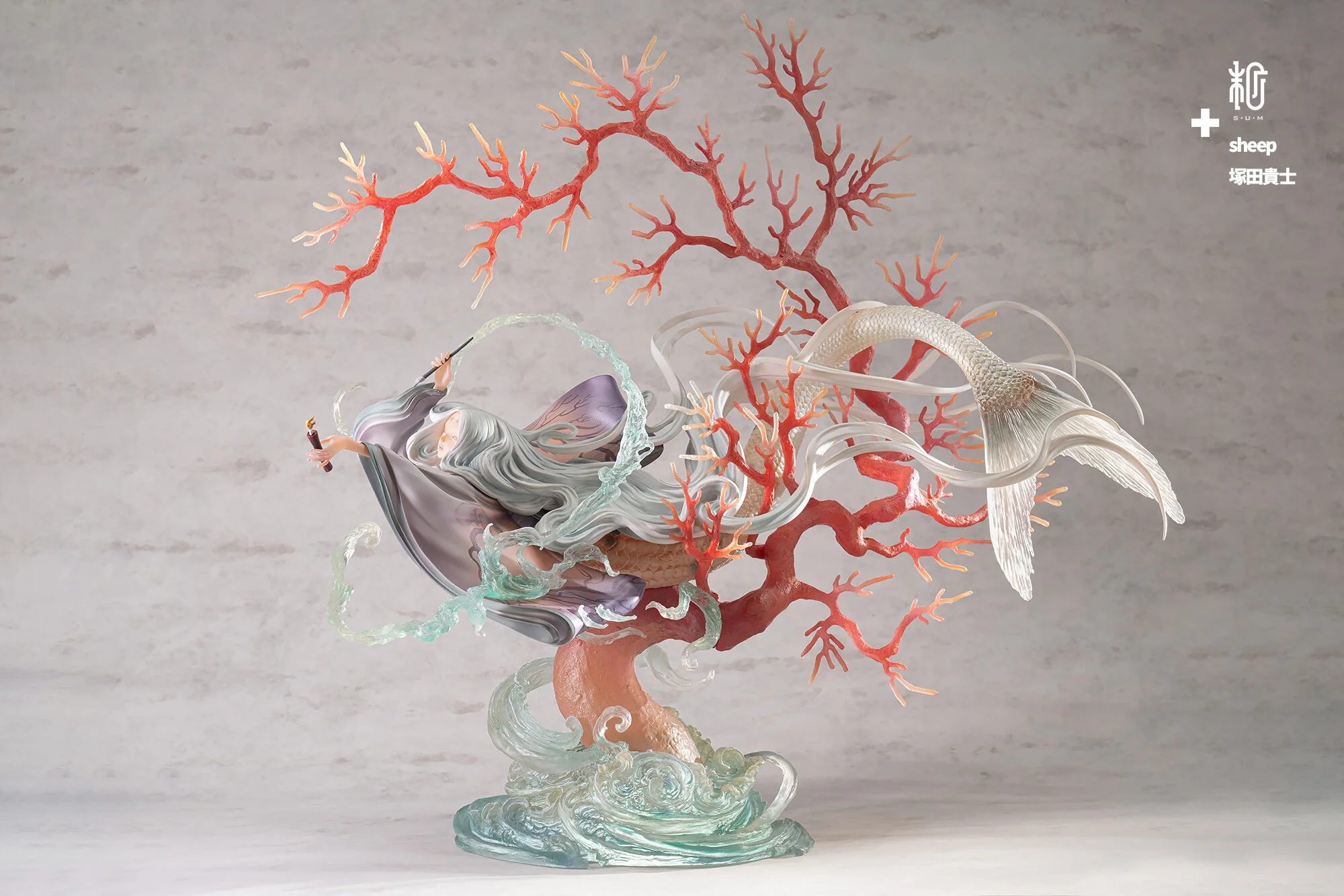 beautiful collectible resin statue coral and mermaid by