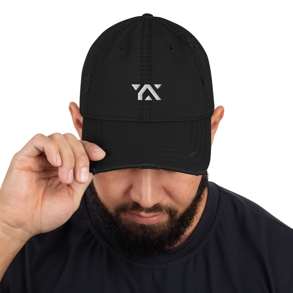 black distressed dad hat
