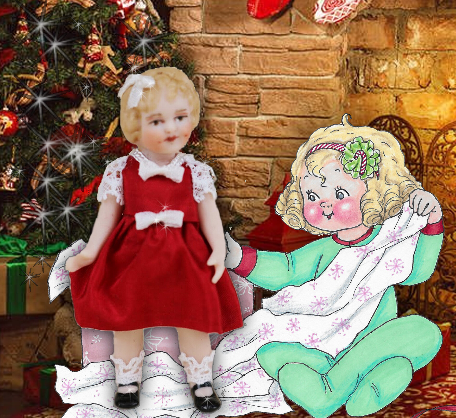 2 25 All Bisque Miniature Shirley Temple Doll In Christmas Dress Vdc Exclusive By Pat Boldt Virtual Doll Convention