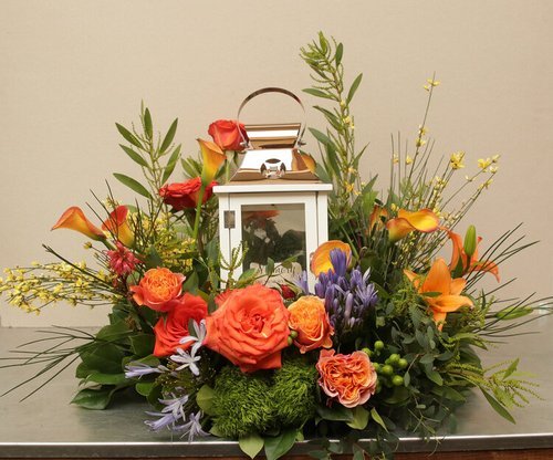 Sympathy Lantern with Floral — Country Florist