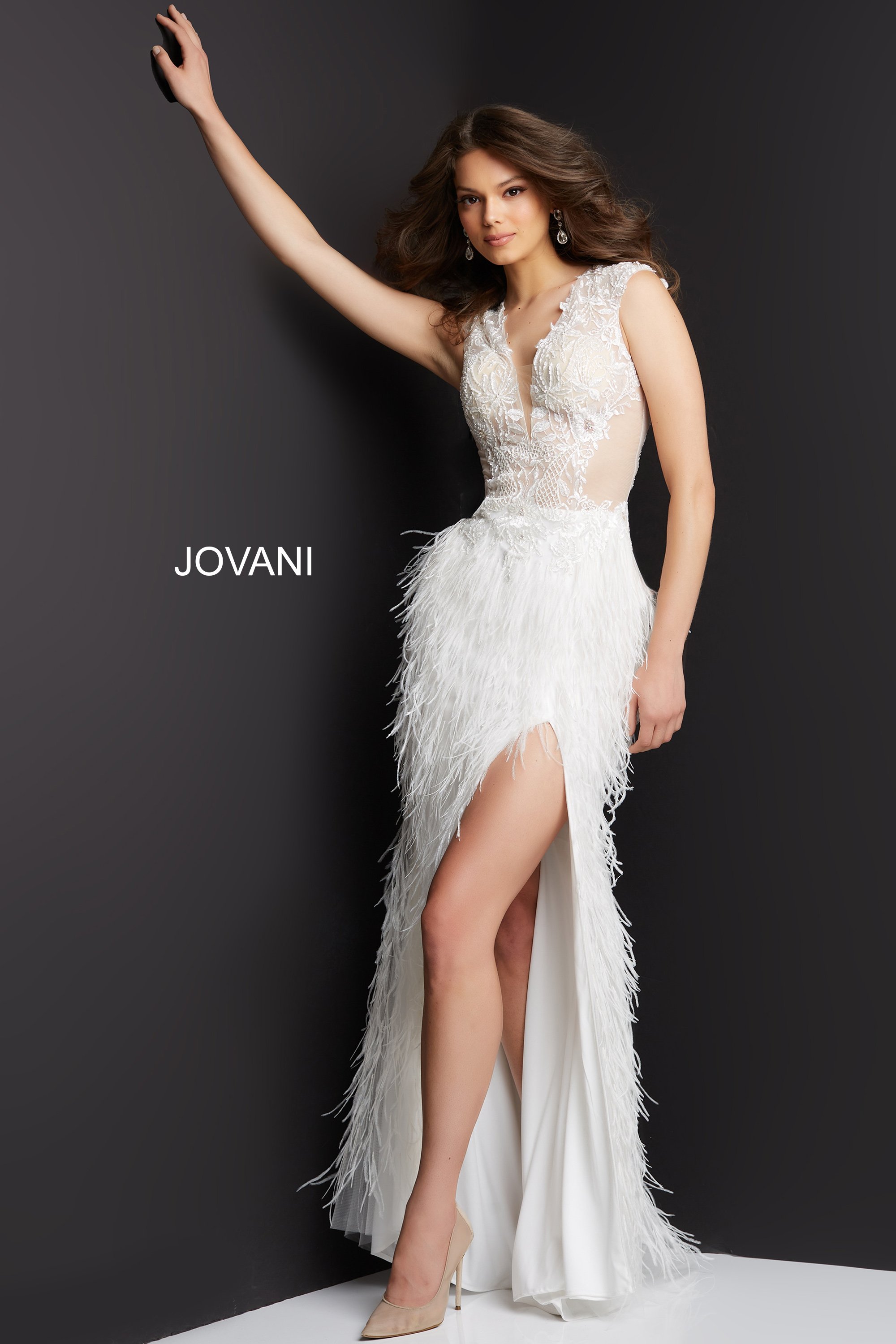 feather prom dress