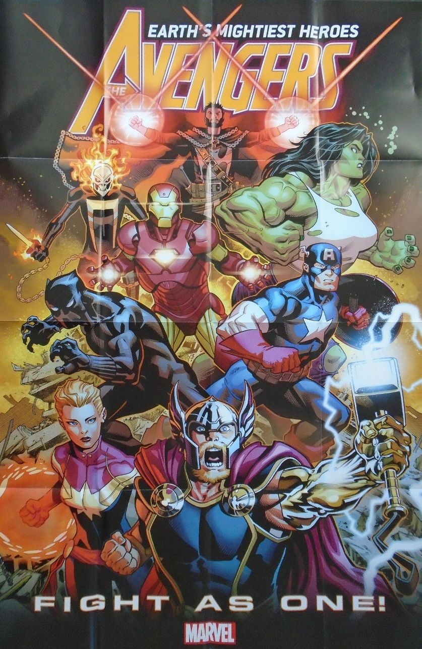 Avengers Fight As One Folded Promo Poster Lucky Target Comics