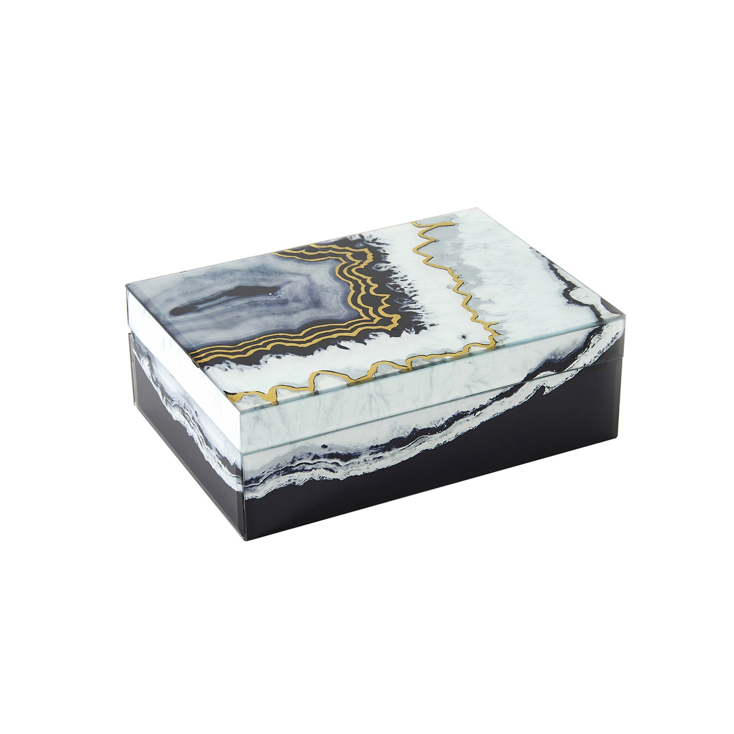 Decorative Box Glass Wood Le Blanc Home Boutique