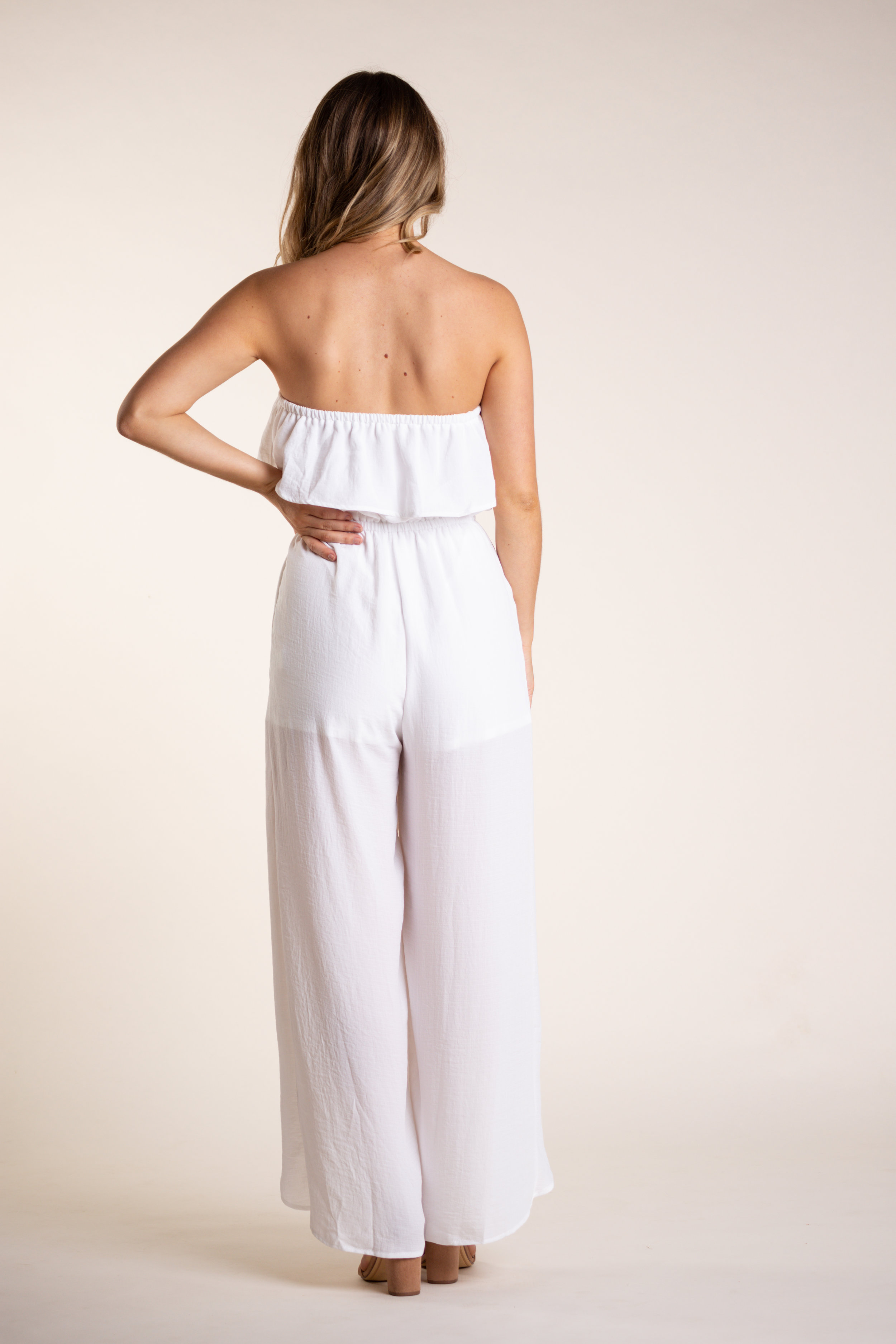 white palazzo pant jumpsuit