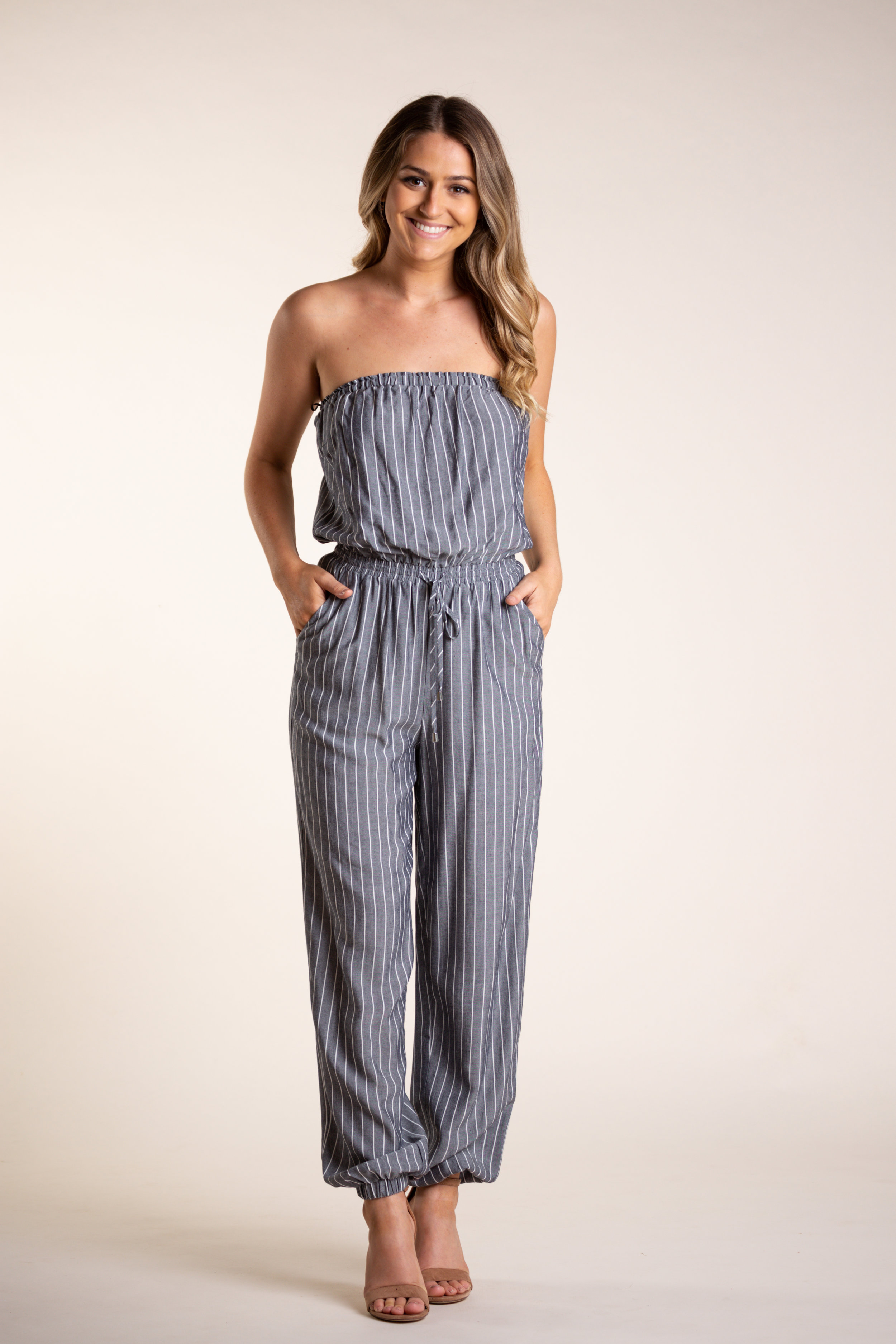 strapless jogger jumpsuit
