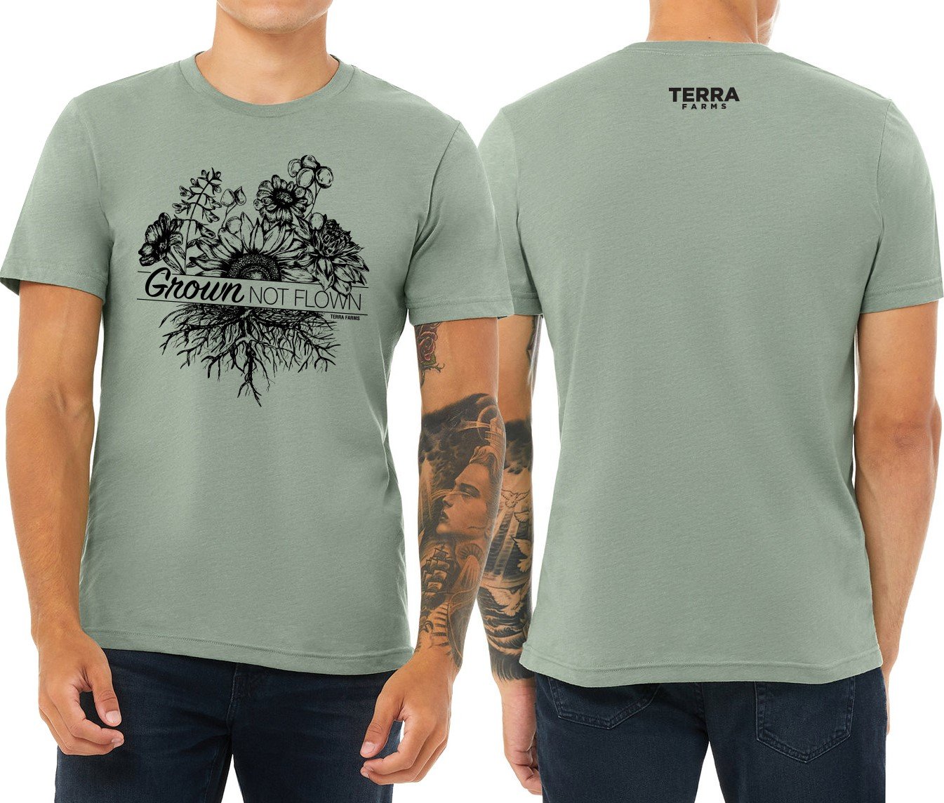 Grown Not Flown T-Shirt - Sage Green — Terra Farms