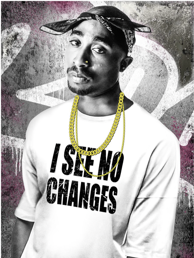 2Pac -Changes- Gold or Silver — Pickartsso Urban contemporary pop art.  Beautiful paintings  framing.