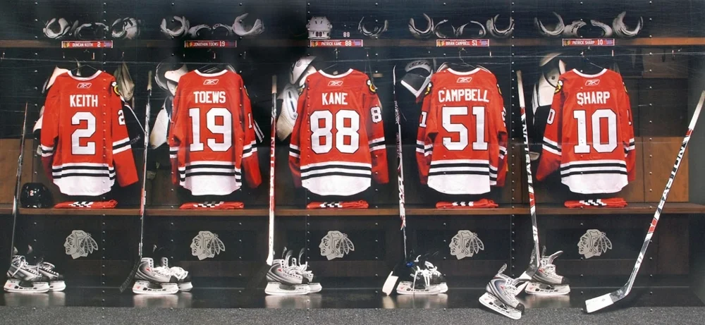 Blackhawks Locker Room Jerseys Chicago Blackhawks Framed Photo