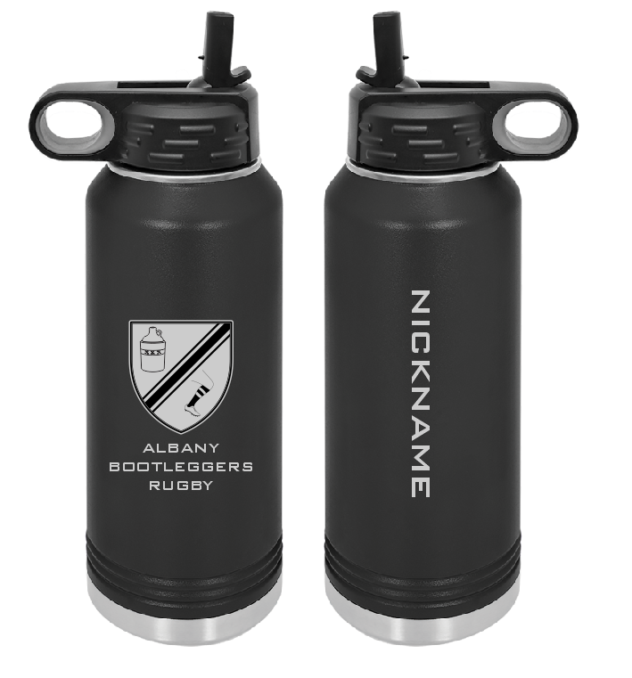 Bootleggers Rugby 32 oz Insulated Water Bottle-Black — Custom