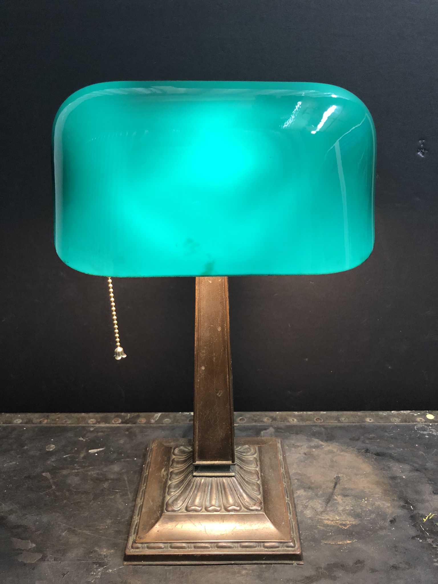 Augustin S Attic Emeralite Banker Desk Lamp Cased Green Glass