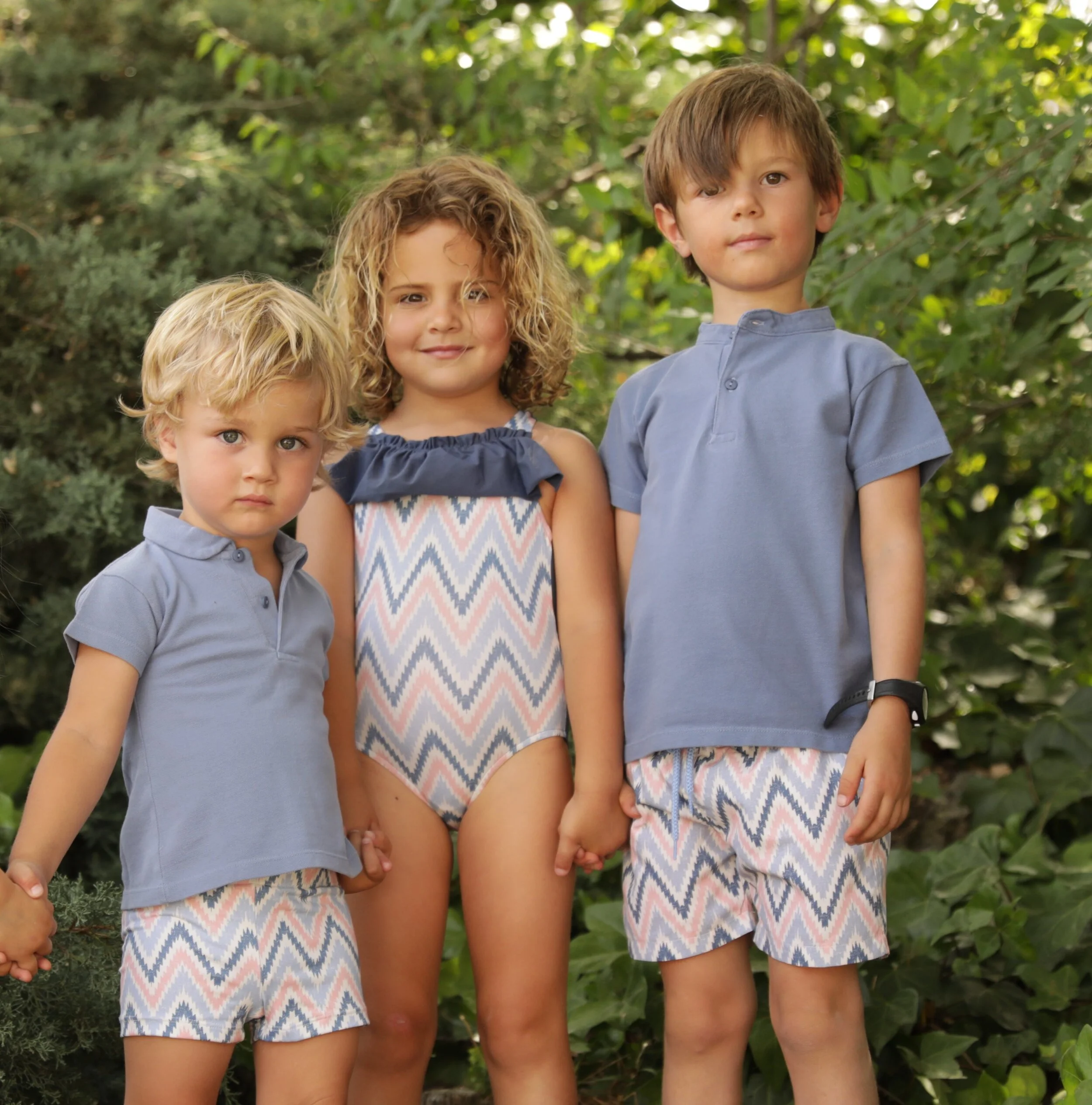 Blue polo shirt \u0026 matching swim shorts 