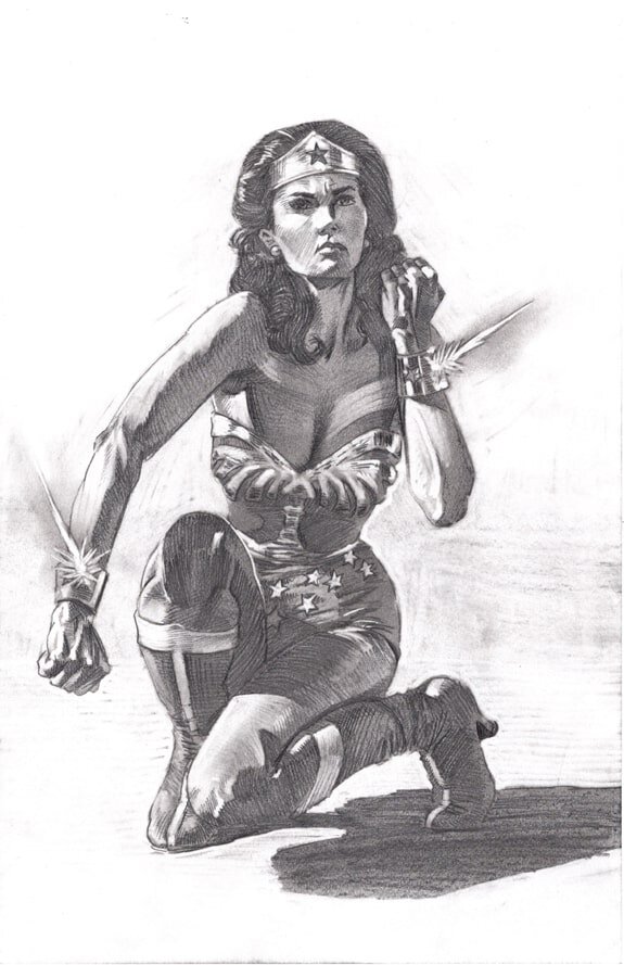 Wonder Woman Lynda Carter Pencil Drawing 1 Kurt Brugel
