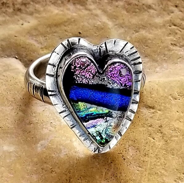 Cremation Jewelry Heart Ring Sterling Silver Ashes in Glass – InFusion Glass