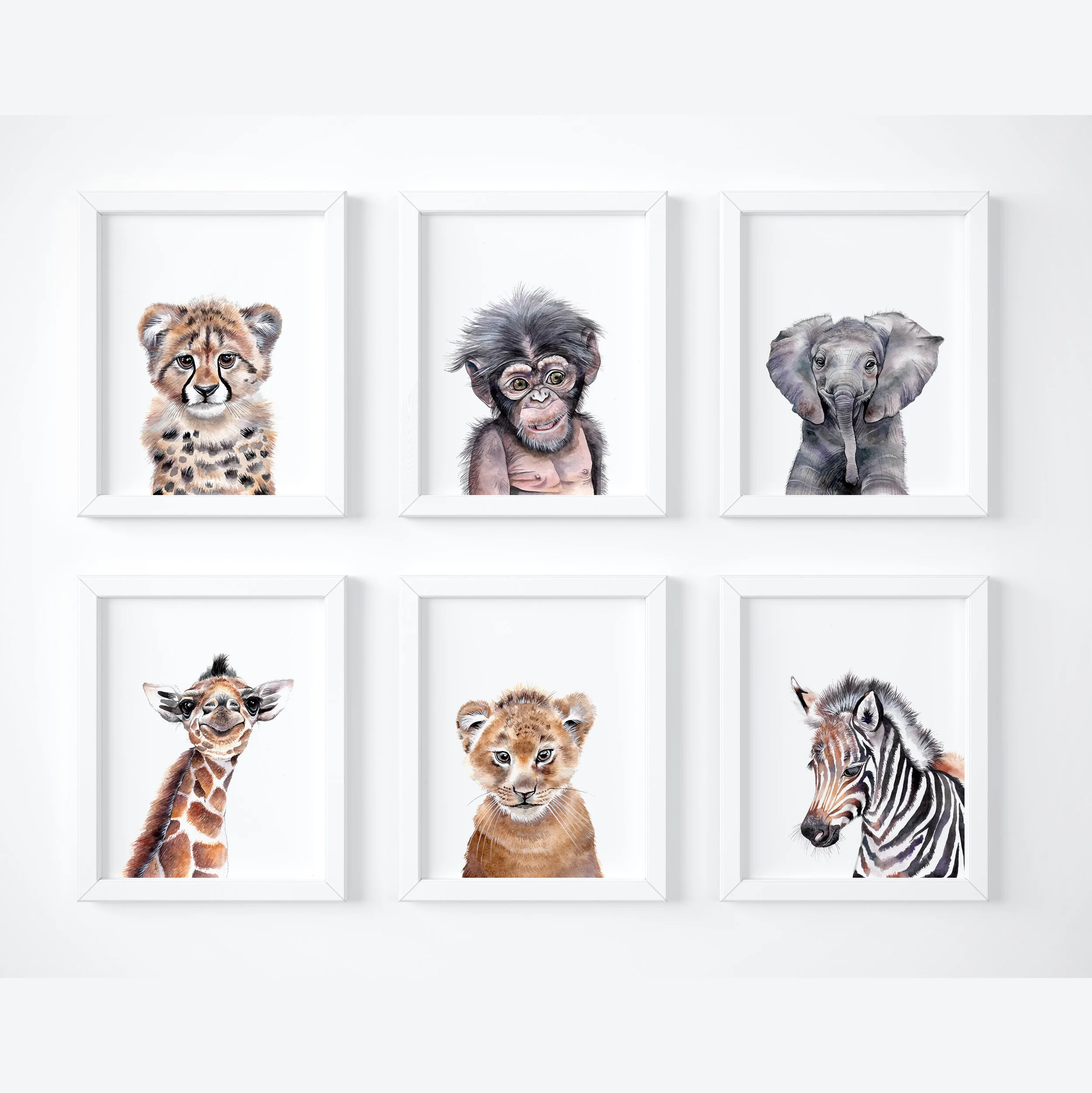 Bundle and save! Set of 6 Safari African Animal Watercolor Art Print Set, art bundle, nursery decor, theme decor — Art by Emily LeMoine Bundle and save! Set of 6 Safari African Animal Watercolor Art Print Set, art bundle, nursery decor, theme decor — Art by Emily LeMoine