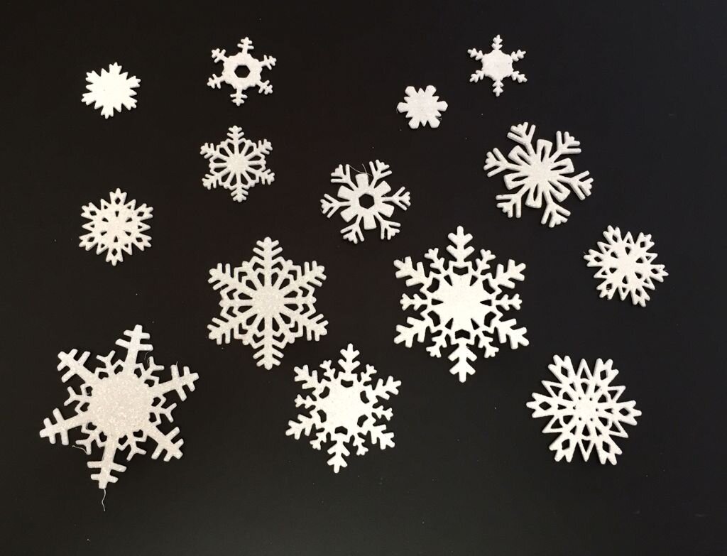 Mini Papercut Snowflakes * White Glitter Foam * Two Sets * 28 Snowflakes —  The Die Cut Shop
