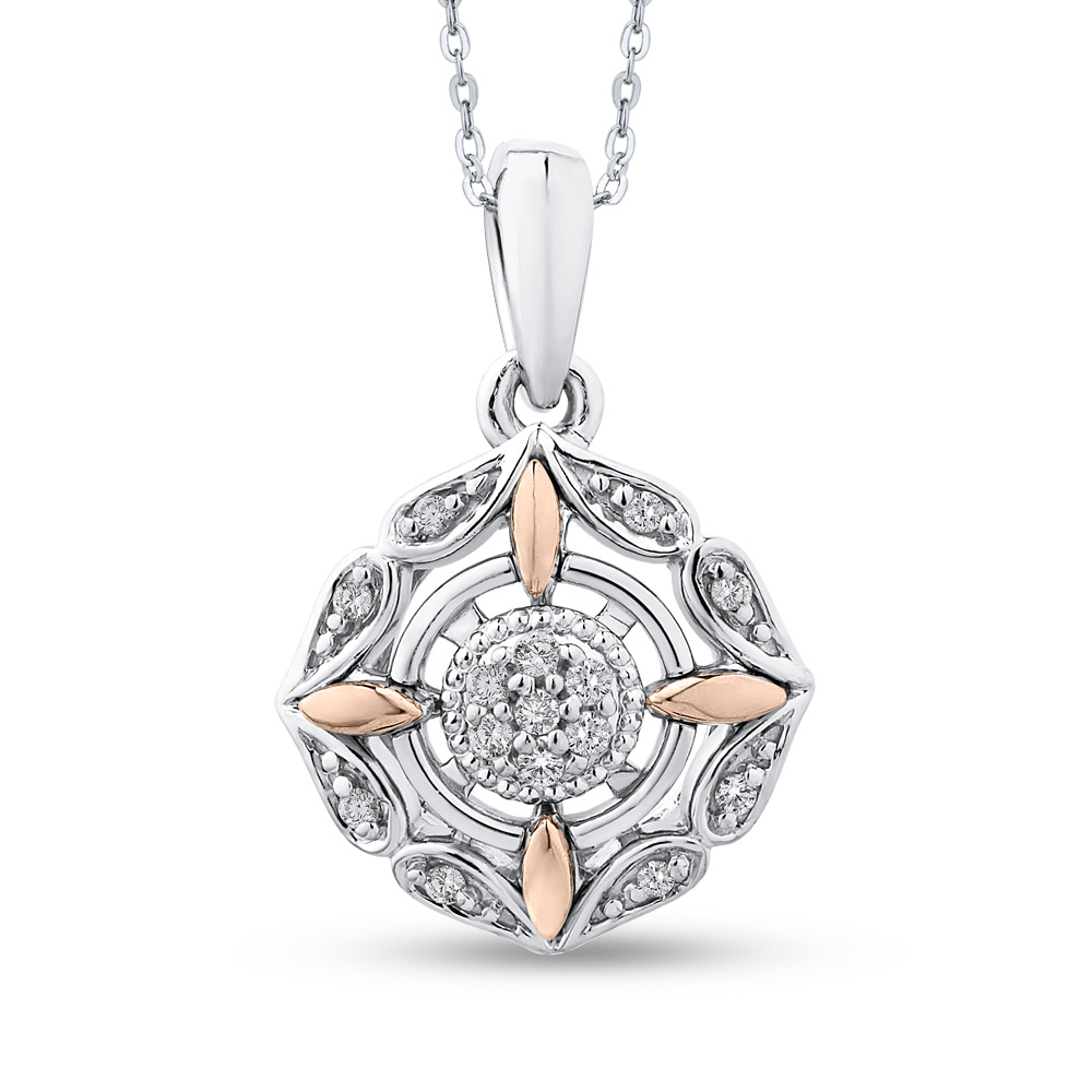 10K White Rose Gold .07 Ct Diamond Fashion Pendant w Chain