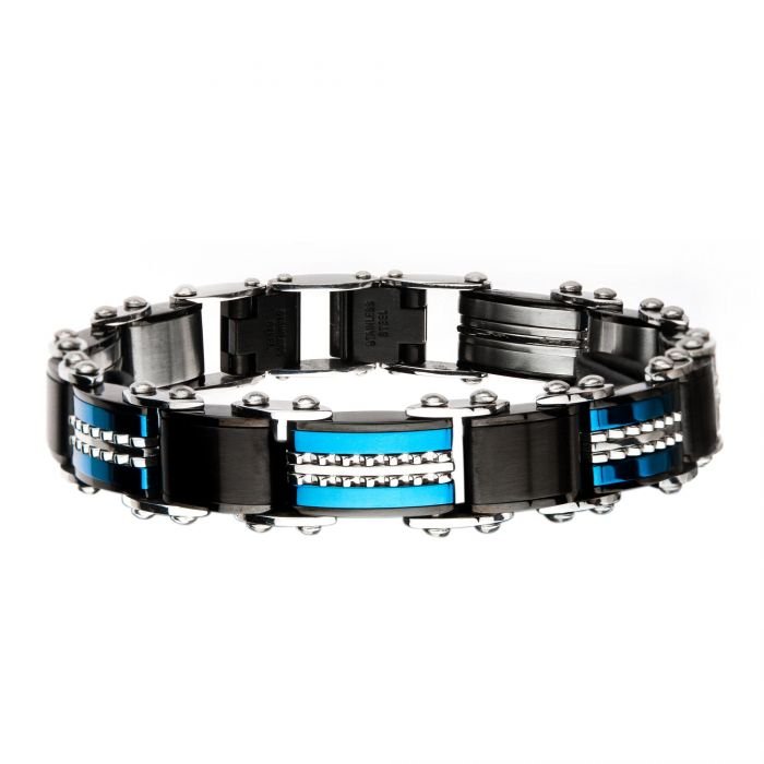 Double Sided Stainless Steel Black Plated and Blue Plated Reversible  Bracelet, — Albert's Jewelers Diamonds | Engagement Rings | Bridal Jewelry