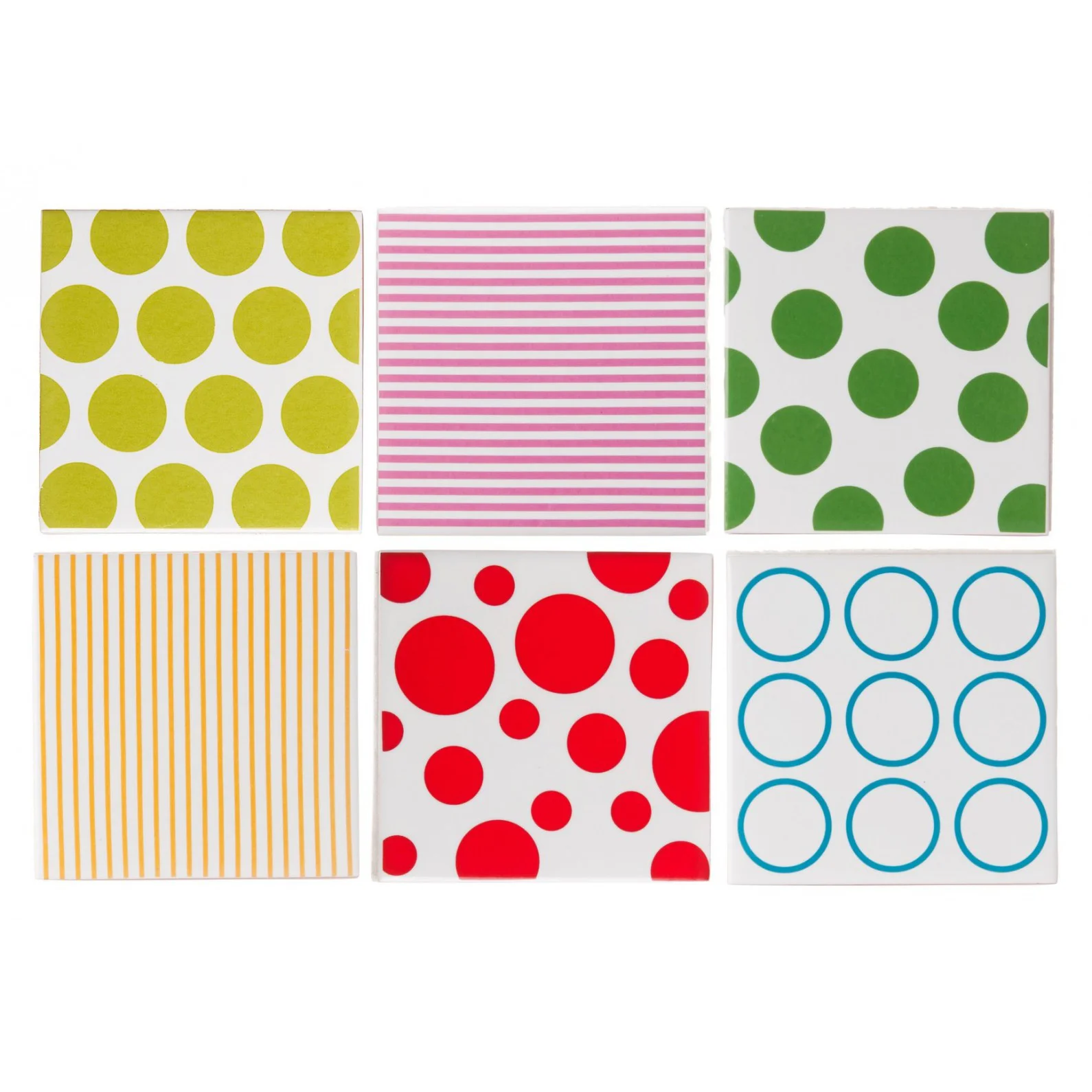 set of 6 coasters dots and stripes interior white dots and stripes