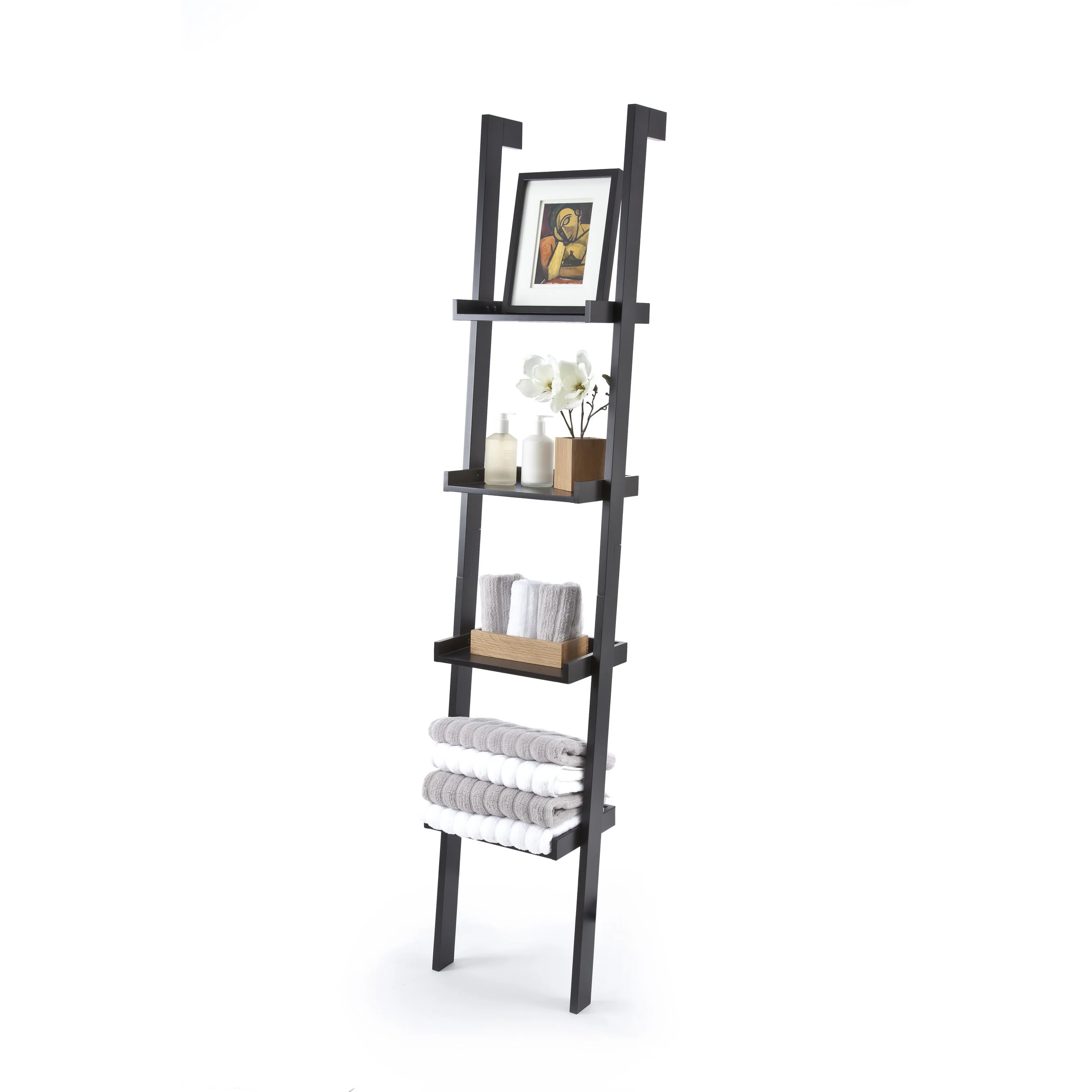 Sennen Ladder Shelf Black Interior White